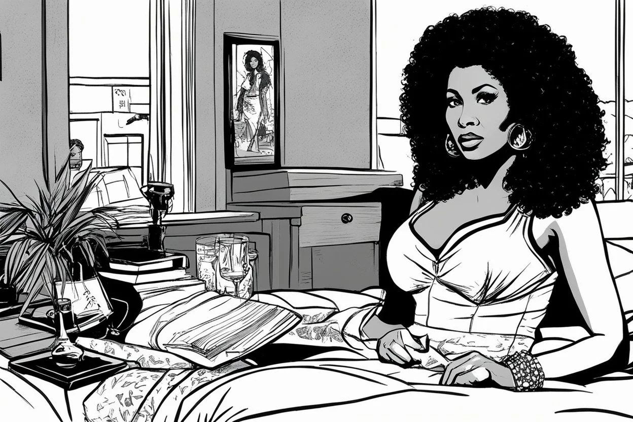 an illustration for the comic "Danger in the bedroom: Pam Grier is Coffy" by Jean-Paul Riopelle