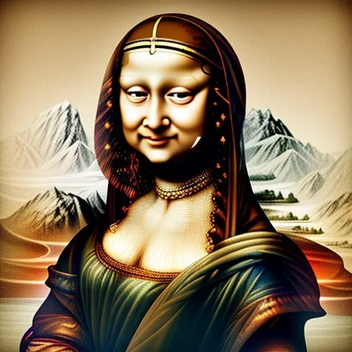 Monalisa wearing a saree, hyper realistic photograph