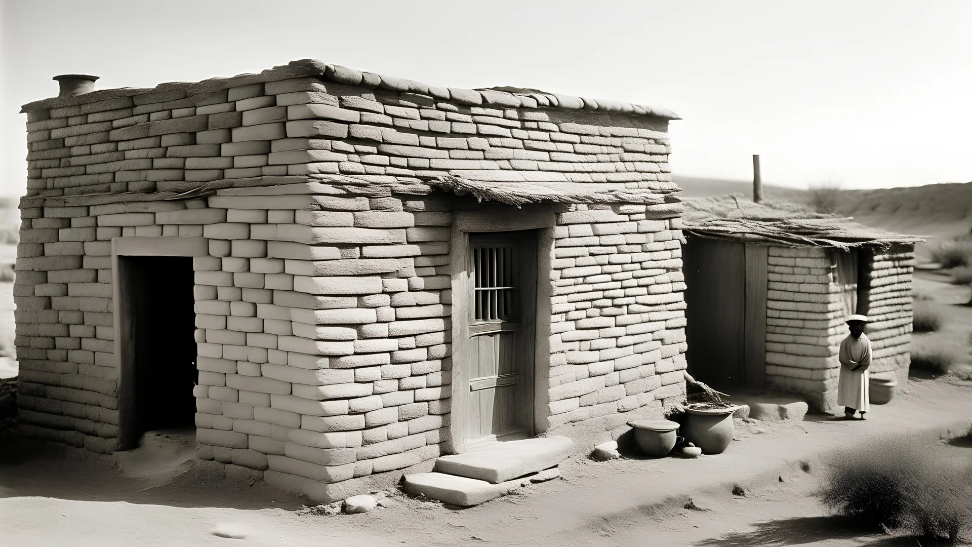 egyptian old house with great wall 1950