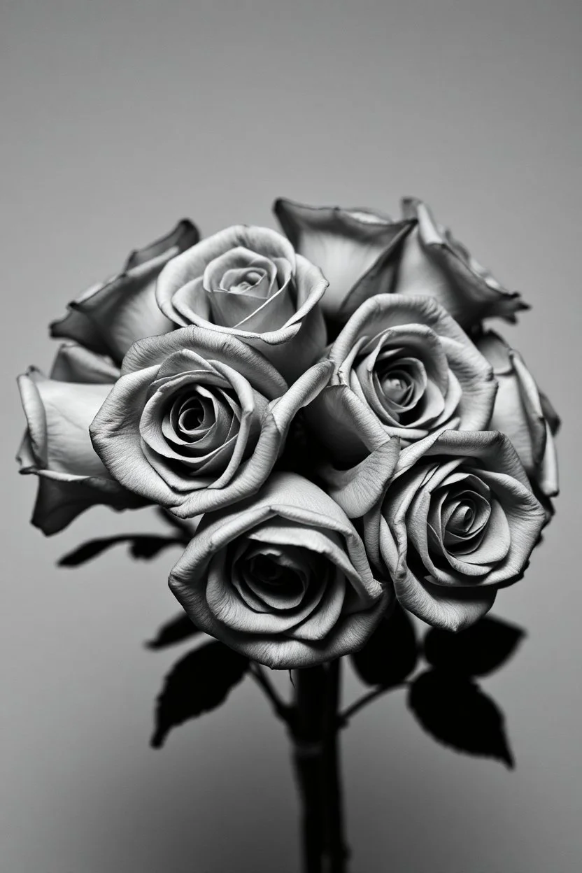 Black And White Graphic Of a dead black roses bouquet