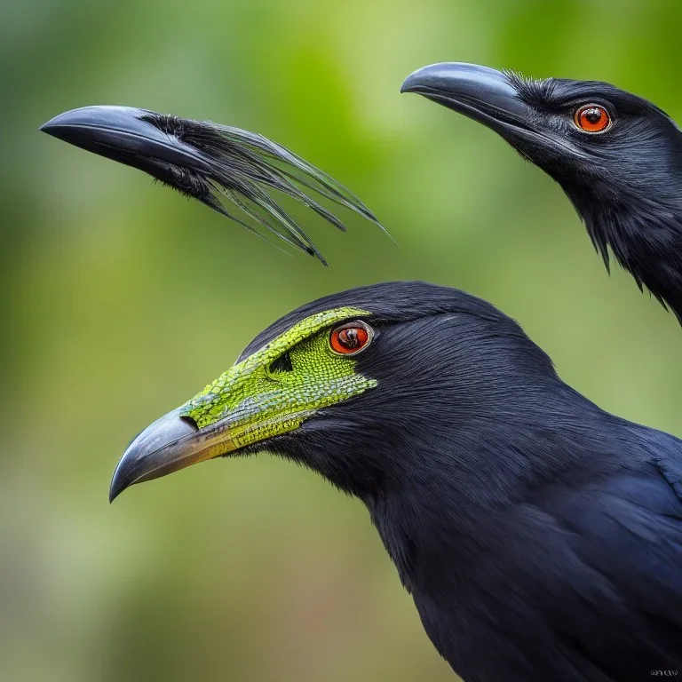 A mix of a Crow and a lizard, highly detailed, hyper-detailed, beautifully color-coded, insane details, intricate details, beautifully color graded, Cinematic, Color Grading, Editorial Photography, Depth of Field, DOF, Tilt Blur, White Balance, 32k, Super-Resolution, Megapixel, ProPhoto RGB, VR, Half rear Lighting, Backlight, non photorealistic rendering