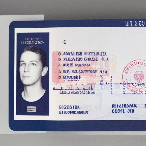 full view of a low-res, flat vector image, United States passport card with photo of person, transparent background.