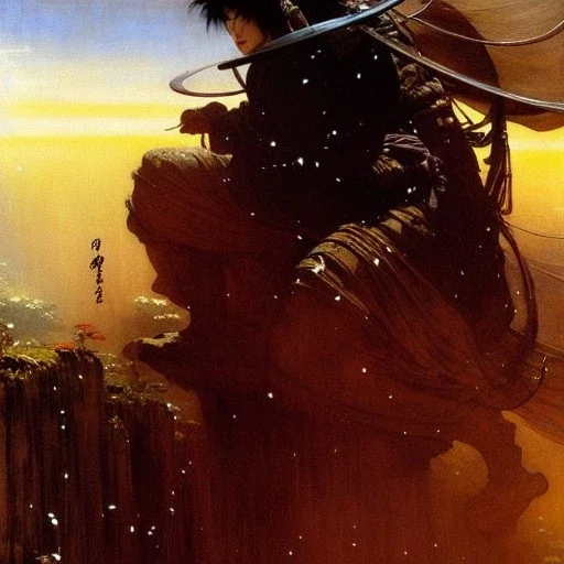 portrait of 'Hyobu Sakaki-Ninja Scroll',ancient japanese armor, painting by gaston bussiere, greg rutkowski, yoji shinkawa, yoshitaka amano, tsutomu nihei, donato giancola, tim hildebrandt, oil on canvas, cinematic composition, extreme detail,fit full head inside picture,16k