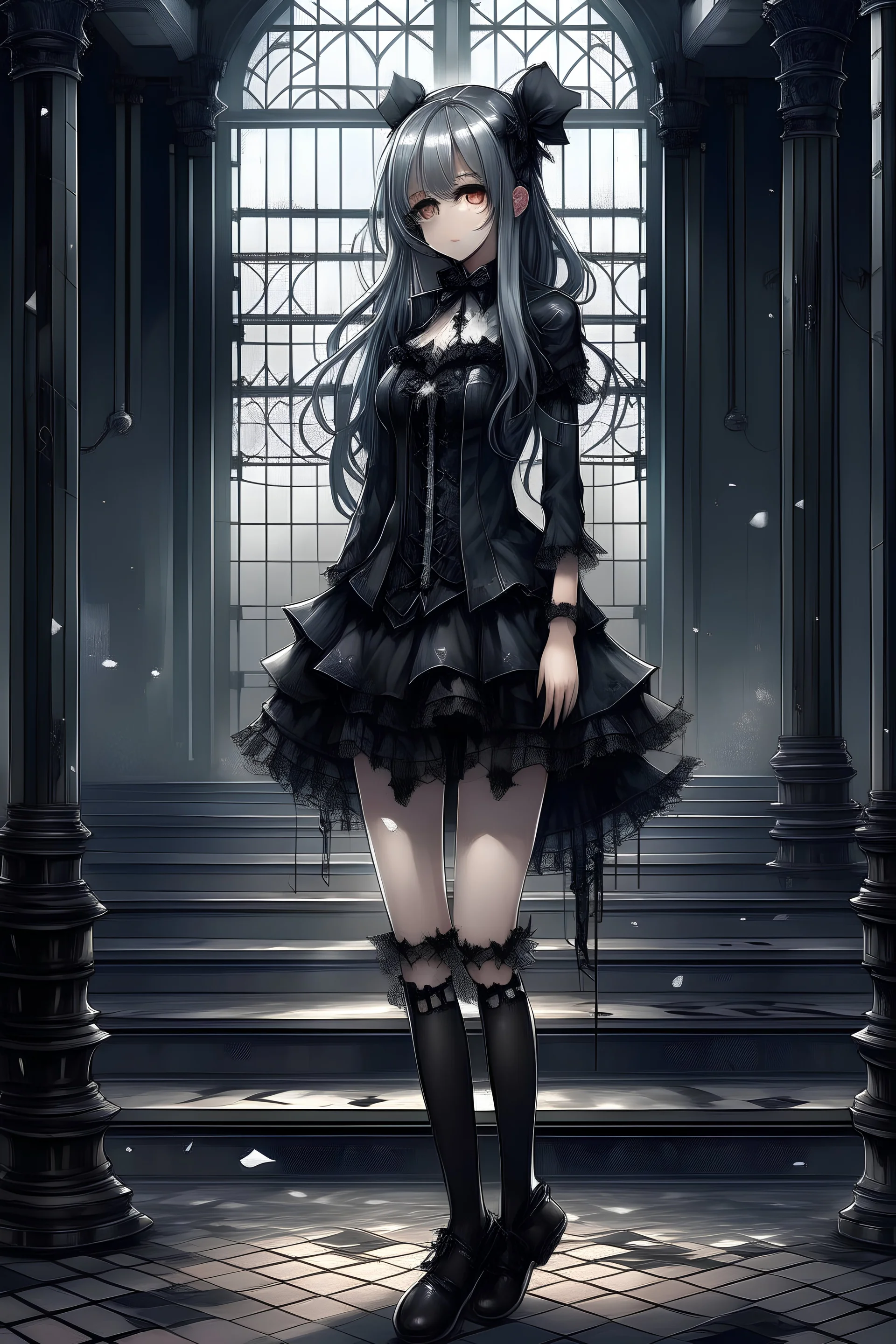 ((FULL BODY)), Gothic beautiful girl, high heels, dobbermann, this was her first time, my tears no one sees, the love, the happiness