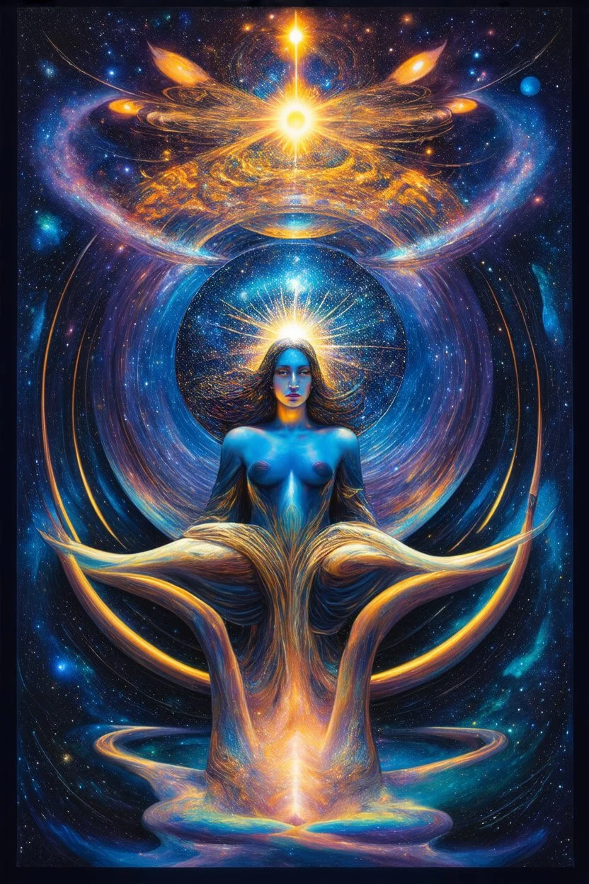 cosmic oracle; surrealistic celestial optical art