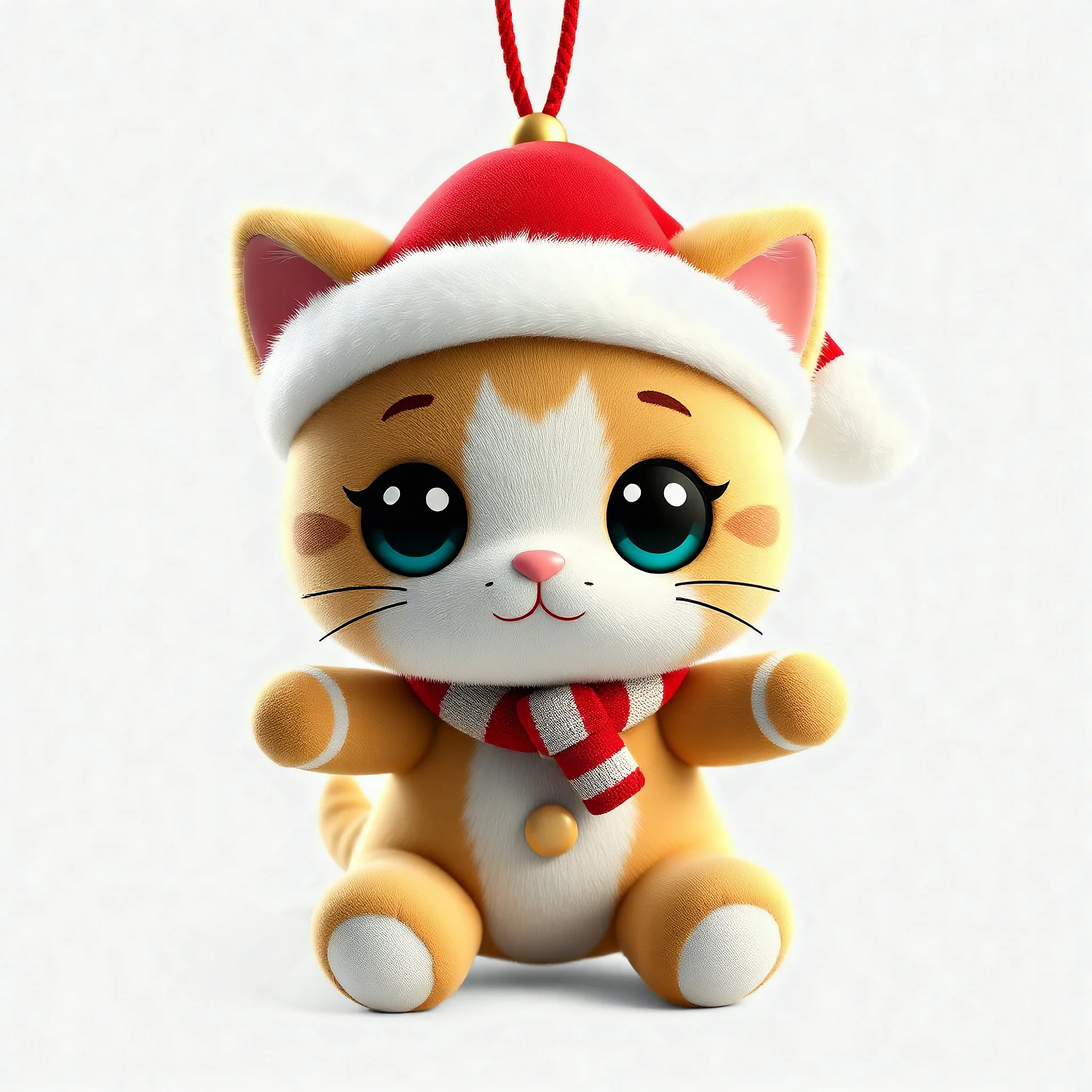 crie uma imagem de um acessório (cat baby noel pelucia chibi) natalino para depois ser feito modelagem 3D para assets games, fundo transparente,