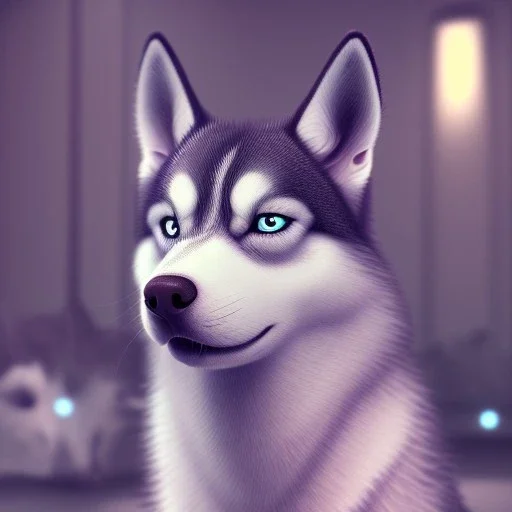 Husky, pink eyes, 8K, cinematic lighting, sharp focus, masterpiece, expert
