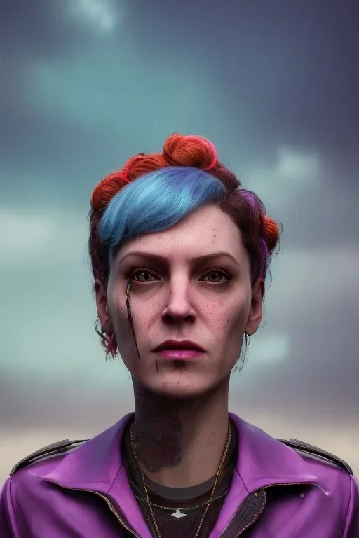 A portrait post-apocalypse of Lana Wachowski,transgender ,sin city, Mila Cunis, Bill Gates,beauty,death,paranormal,eatheral,realistic,sharp,urple,red,fire,adorable,armaggedon,deep colours ,fire,purple,red,gold,dark,cinamatic,fantasy,demon,hell,sci-fi fantasy style, volumetric lighting, particales,highly detailed,cinamatic,ignore NSFW , masterpiece, best quality, black skinned, sparkling eyes, sun light, 8K, high