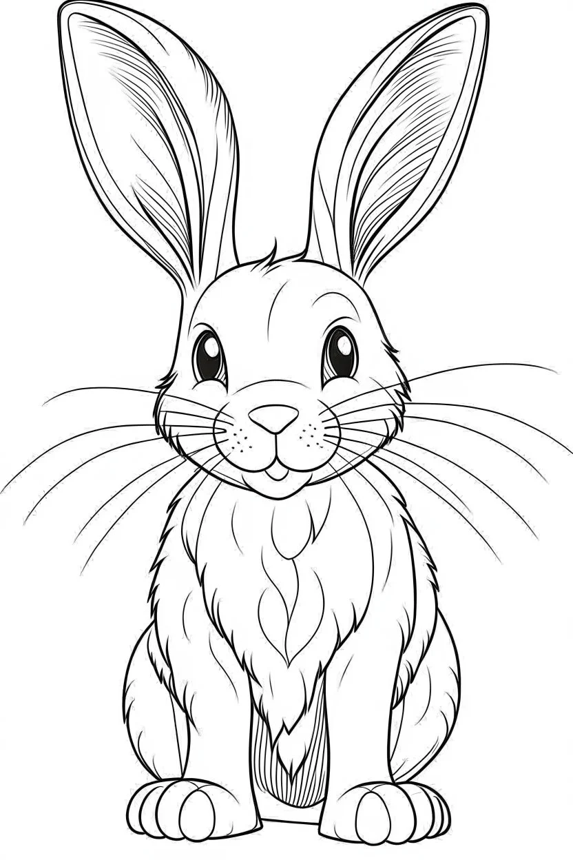 outline art for Bunny (Rabbit) coloring pages with sitch, white background, Sketch style, full body, only use outline, toddlers style, clean line art, white background, no shadows and clear and well outlined.