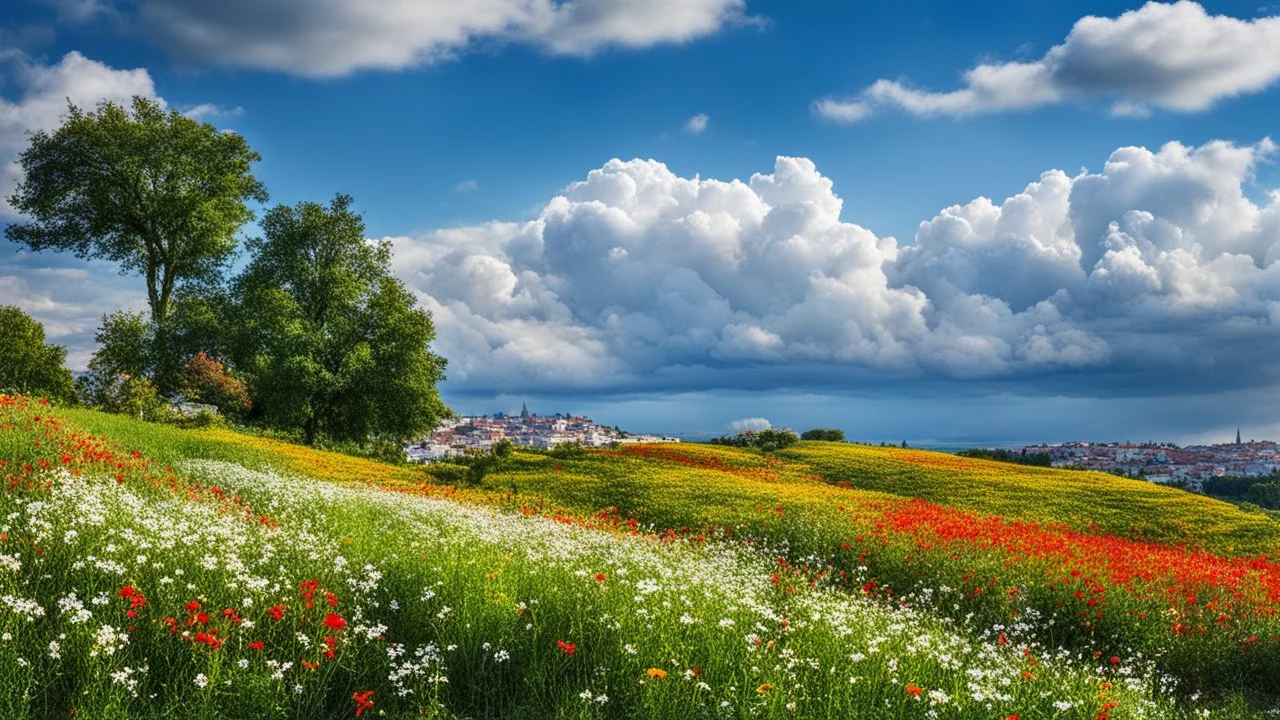 desktop wallpaper ,Turkey istanbul ,country side ,wild flowers,blue sky nice clouds,