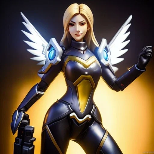 Ultra detailed fullbody Portrait in oil on canvas of overwatch character-MERCY with armor,extremely detailed digital painting,ultrarealistic skin,intense stare, extremely detailed face, crystal clear eyes, mystical colors ,perfectly centered image, perfect composition, rim light, beautiful lighting,masterpiece ,8k, stunning scene, raytracing, anatomically correct, in the style of Ohrai Noriyoshi and robert e howard and Steve Jung and Wizyakuza and Simon Bisley and uncannyknack and kilory