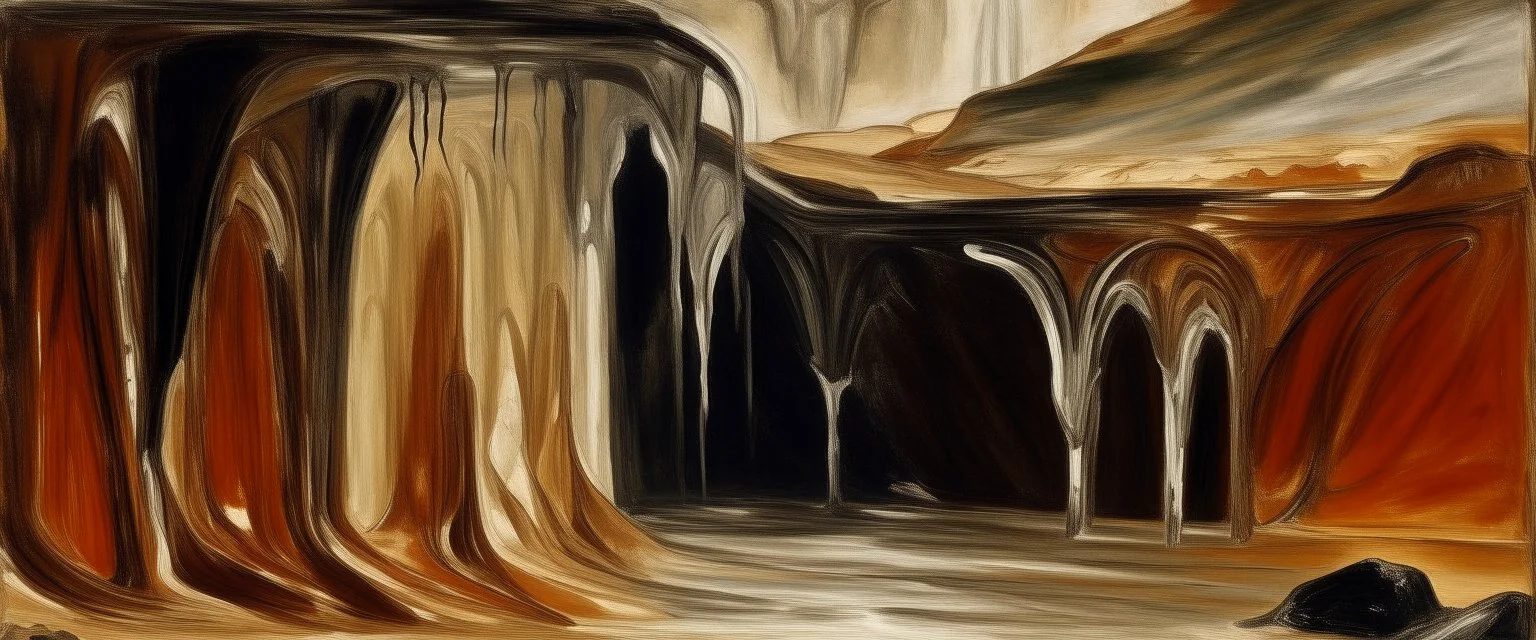 A brown gorge with crystals painted by Edvard Munch