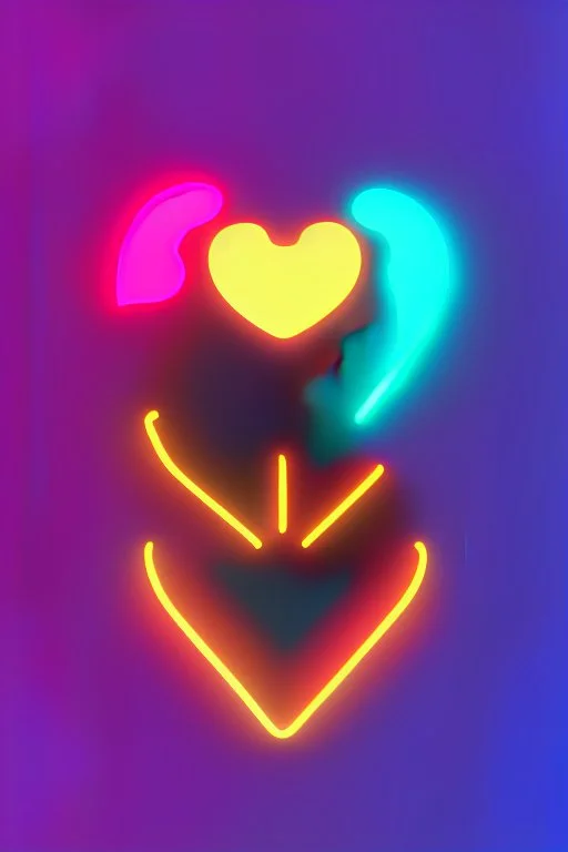 FLAT VECTOR LAYERED 2-D MULTICOLORED COMPLIMENTARY NEON MECHANICAL HUMAN HEART, METALLIC,