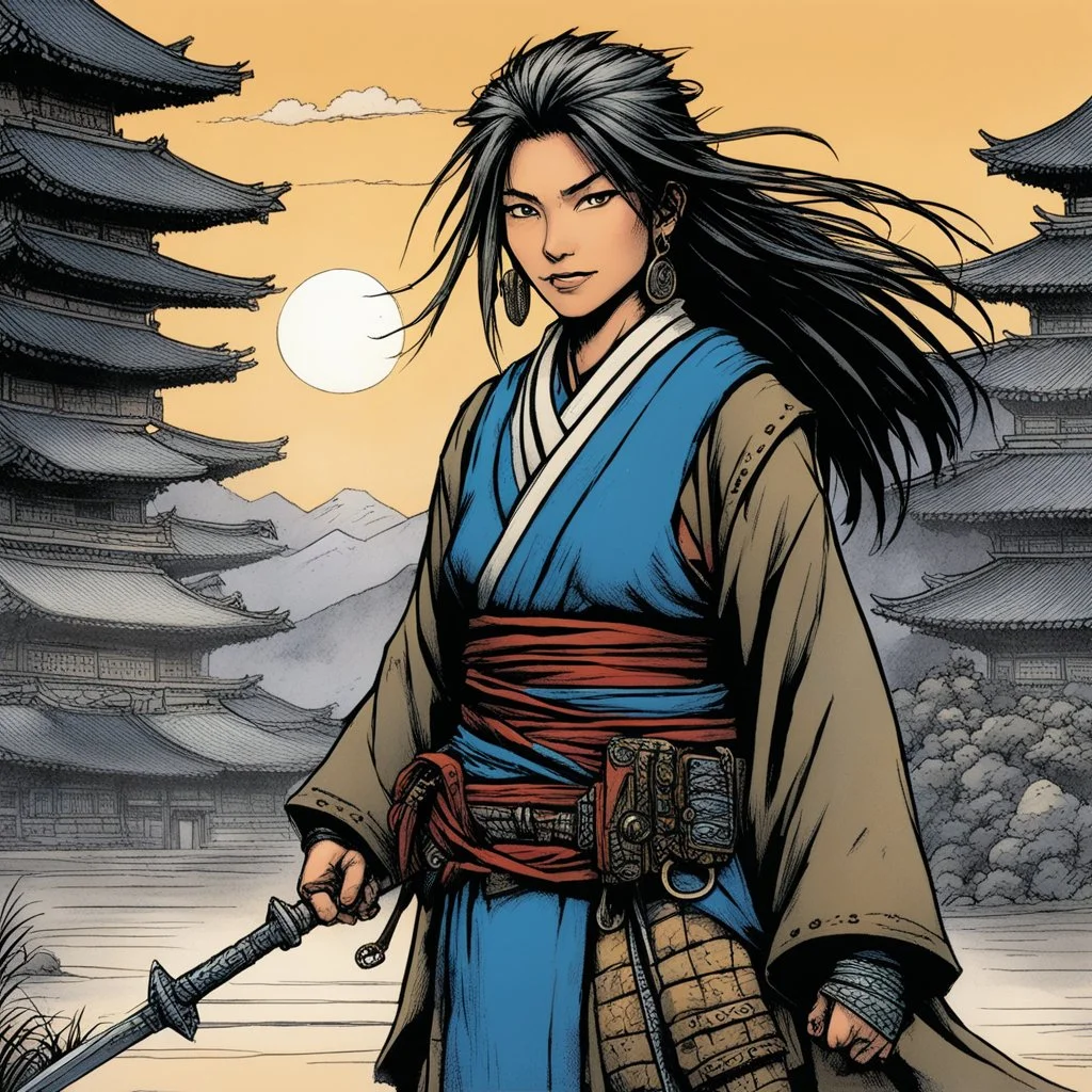 [art by Kevin Eastman and Peter Laird] Nomadic Japanese woman
