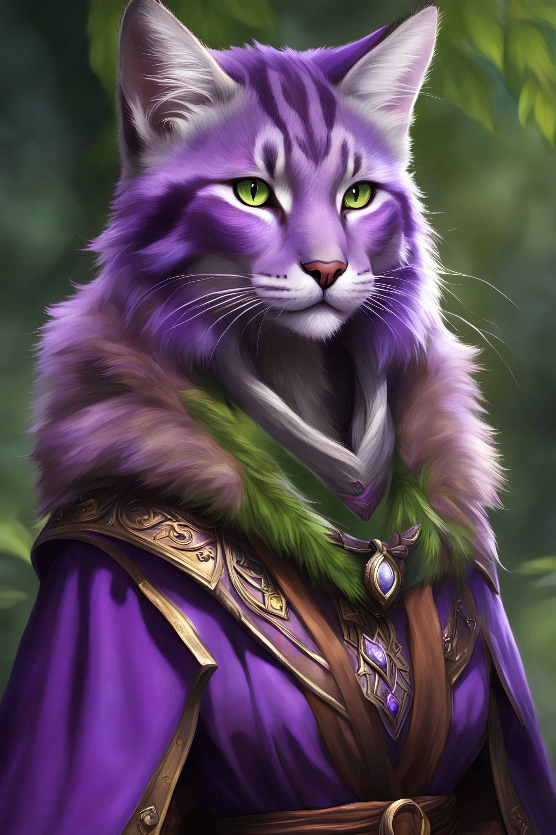 Female tabaxi druid with purplish fur