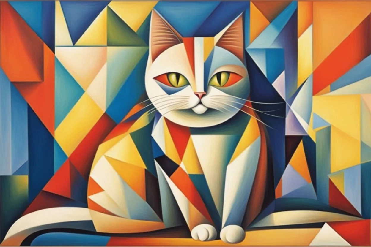 cute cat Weight:1 abstract cubism Euclidean Georgy Kurasov Albert Gleizes Weight:0.9 in sunshine