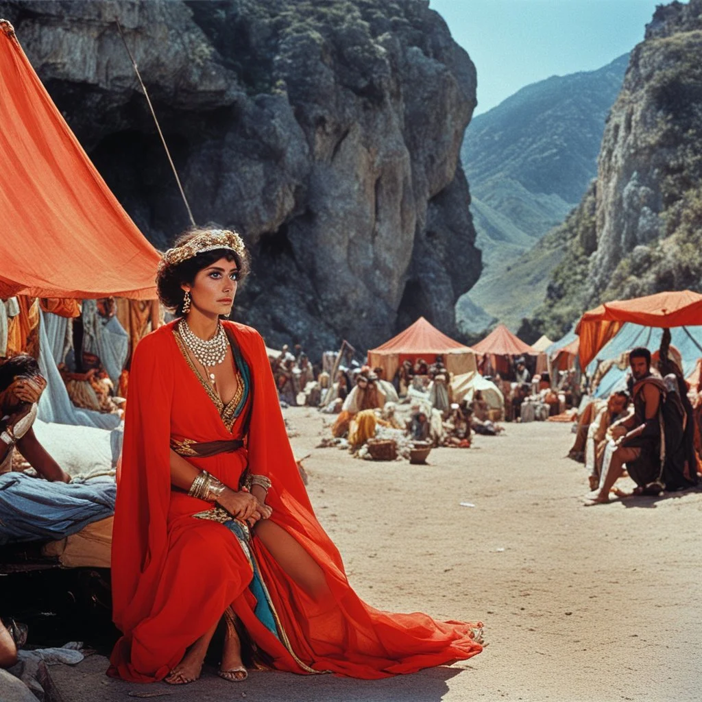 [Jason and the Argonauts (1963)] In the heart of a bustling Gypsy encampment Svetlanathe charismatic Gypsy Leader, sits beneath a brightly colored canopy. Her dark eyes, filled with wisdom and authority, scan the surrounding commotion. As the Gypsy Guide, Raul, approaches her with a determined stride, she senses his urgency and beckons him to join her.