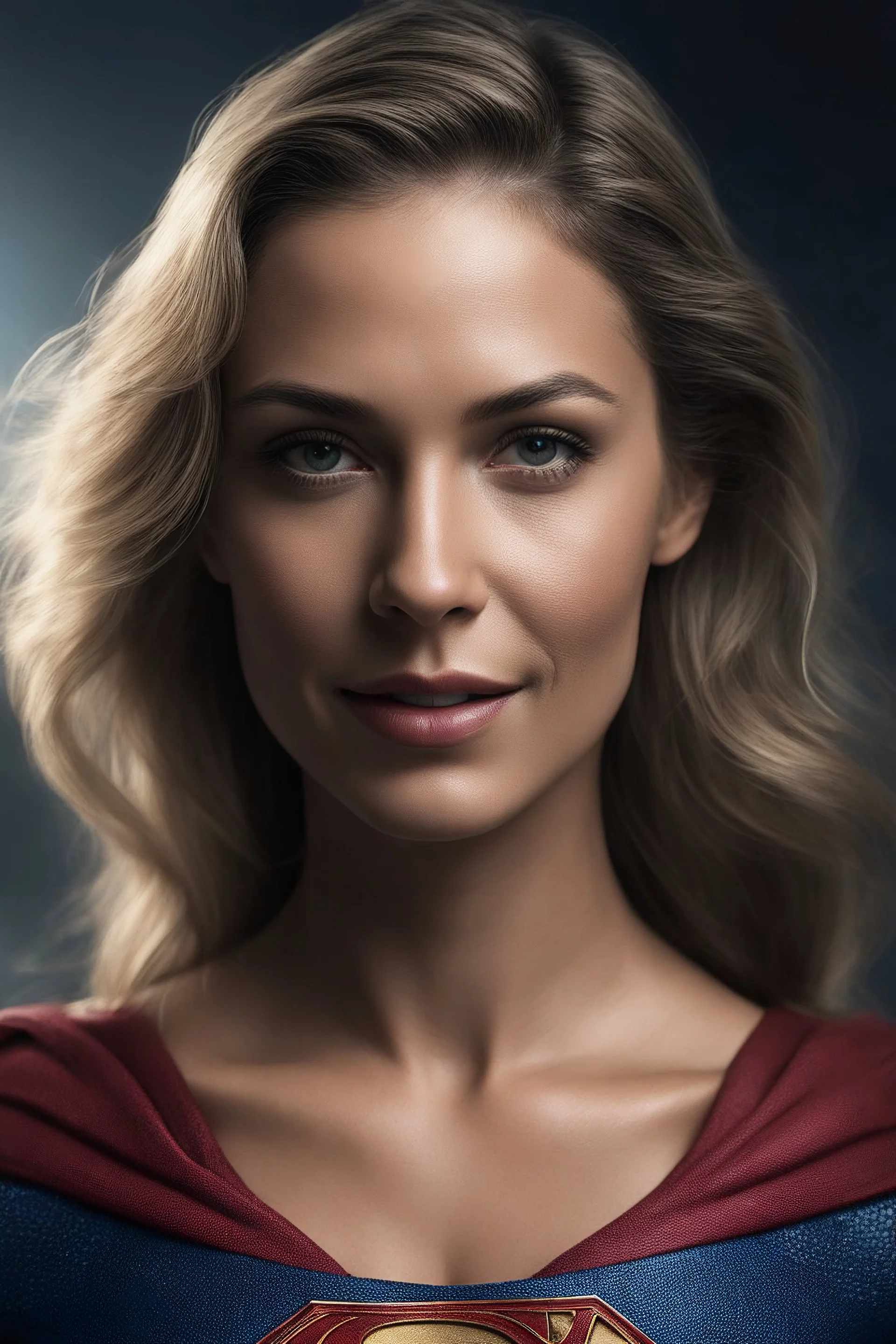 Supergirl, Realistic Stock Photo, ProtoVision, Realism Engine, RealVis XL, Zavy Chroma XL. facial portrait, chiaroscuro, deep shadows, rich deep colors, highly detailed portrait, full color, expression of extreme happiness, hope and positivity, 4k UHD, Ultra-realistic, Hyper realistic, Photorealistic, Realistic, absolute Reality,