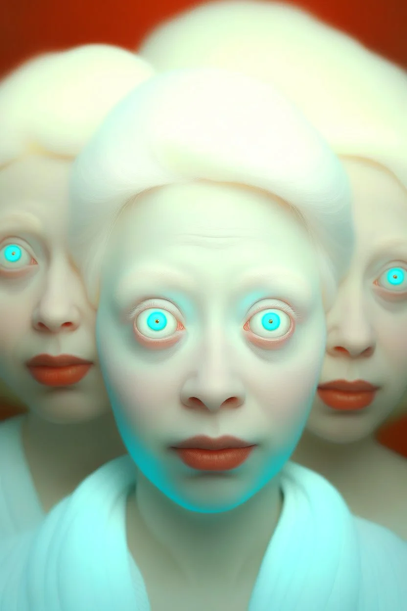 lady with three eyes, bizarr, surreal, albino, photorealistic, high resolution