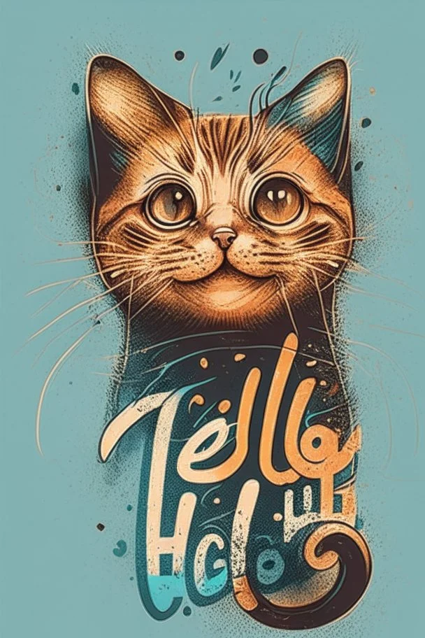 Cat design says hello