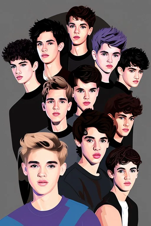 Extremely rich temperate pop artists teen boys portrait