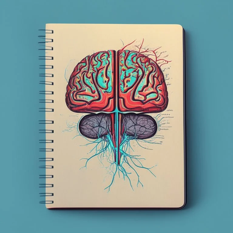 medicine notebook brain illustration, abstract, artistic, digital art