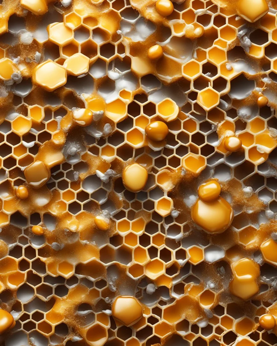 honeycombs and honey splashes 3d background