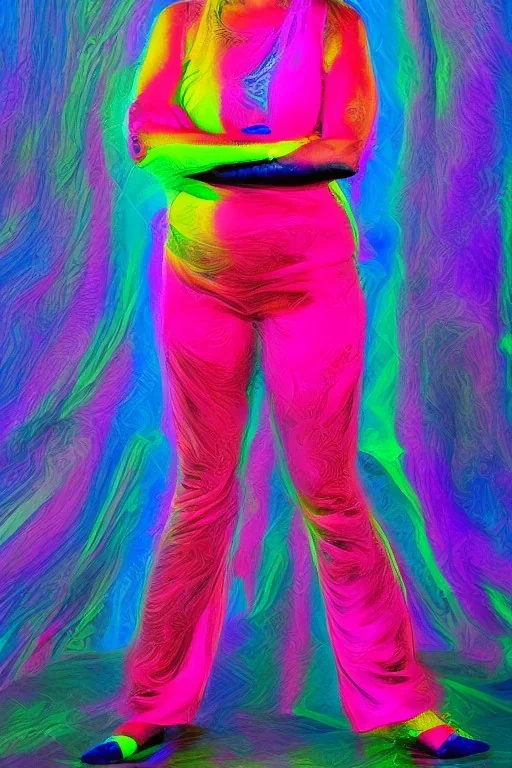 Portrait lady, full body shot, full-color long shot Fluowave