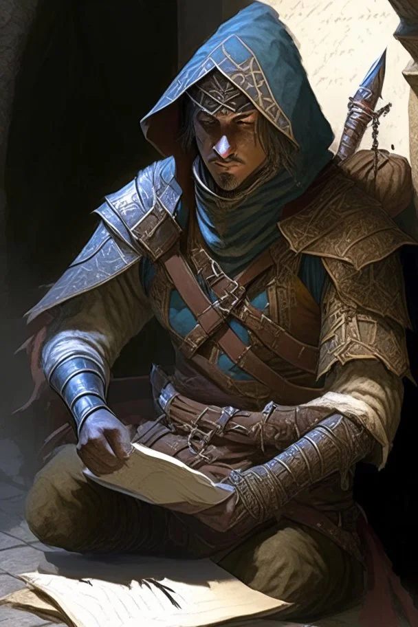 scribe from a mercenary group from fantasy medival world