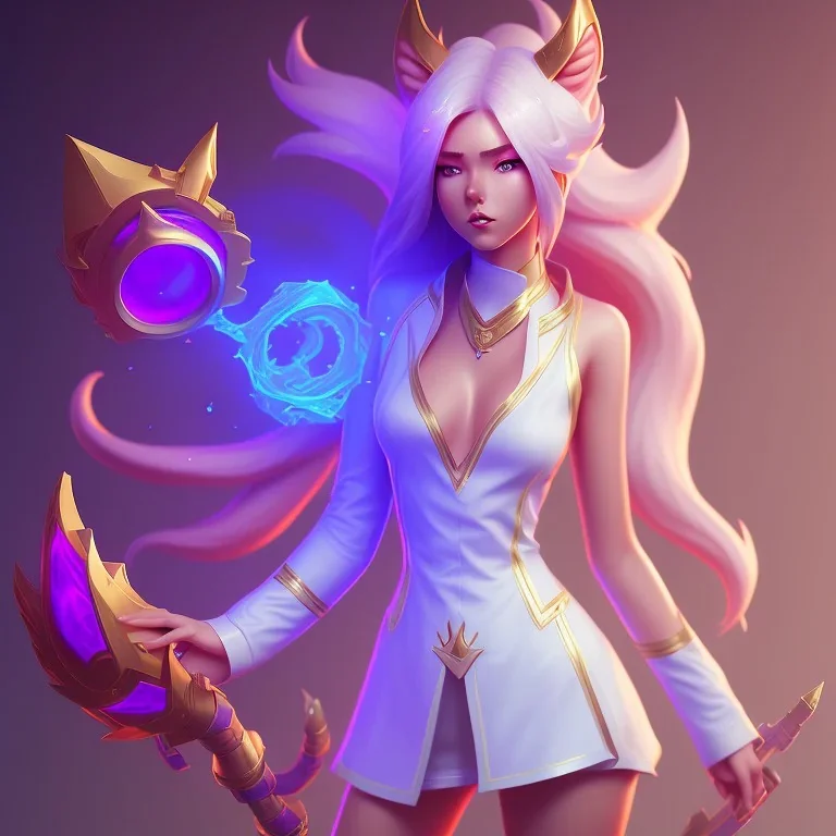 isometric clean art of a ahri,league of legends, soft lighting, high definition, unreal 5, full body