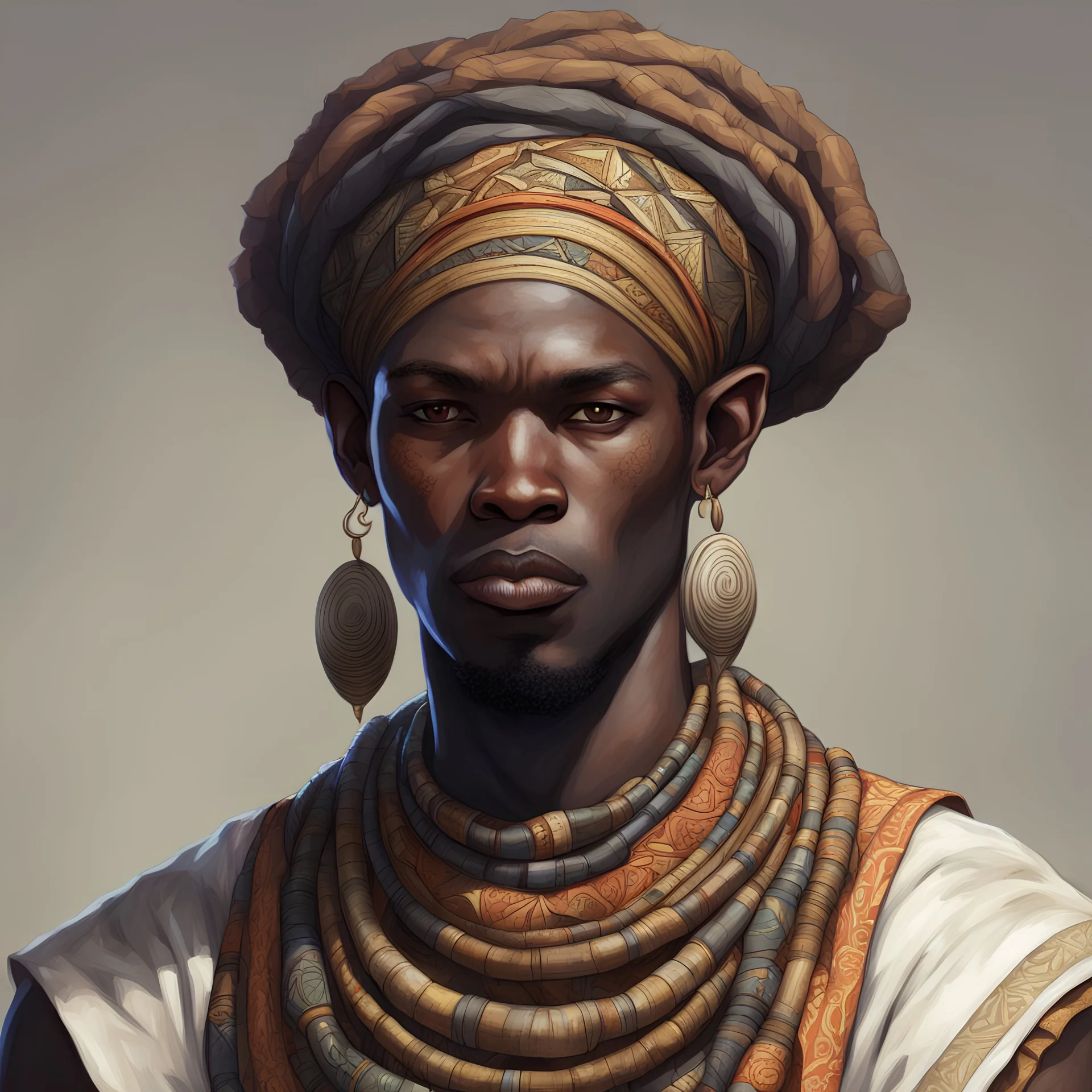 dnd, portrait of negroid in ethnic african clothes