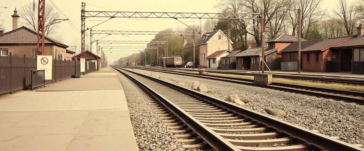 sideview of railway tracks, antique photo