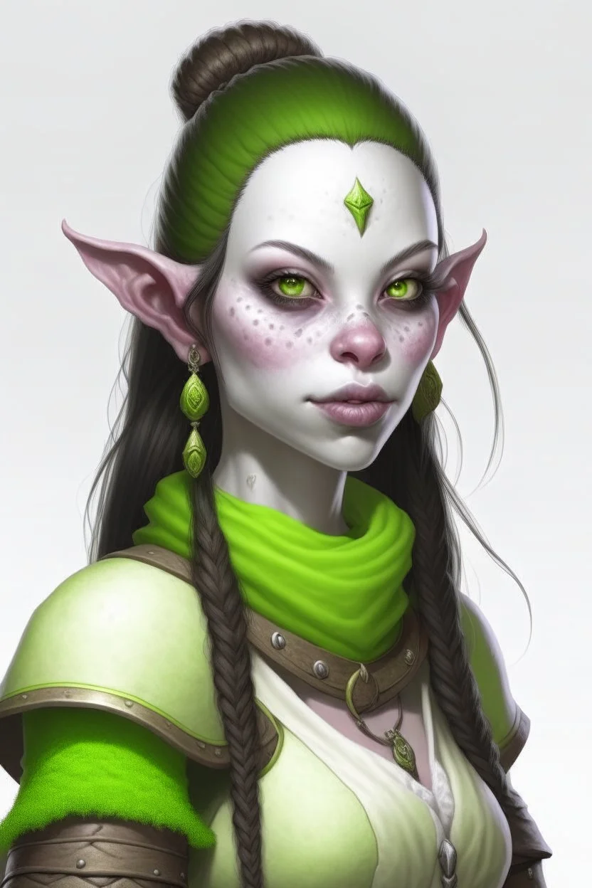 white skinned half orc young woman