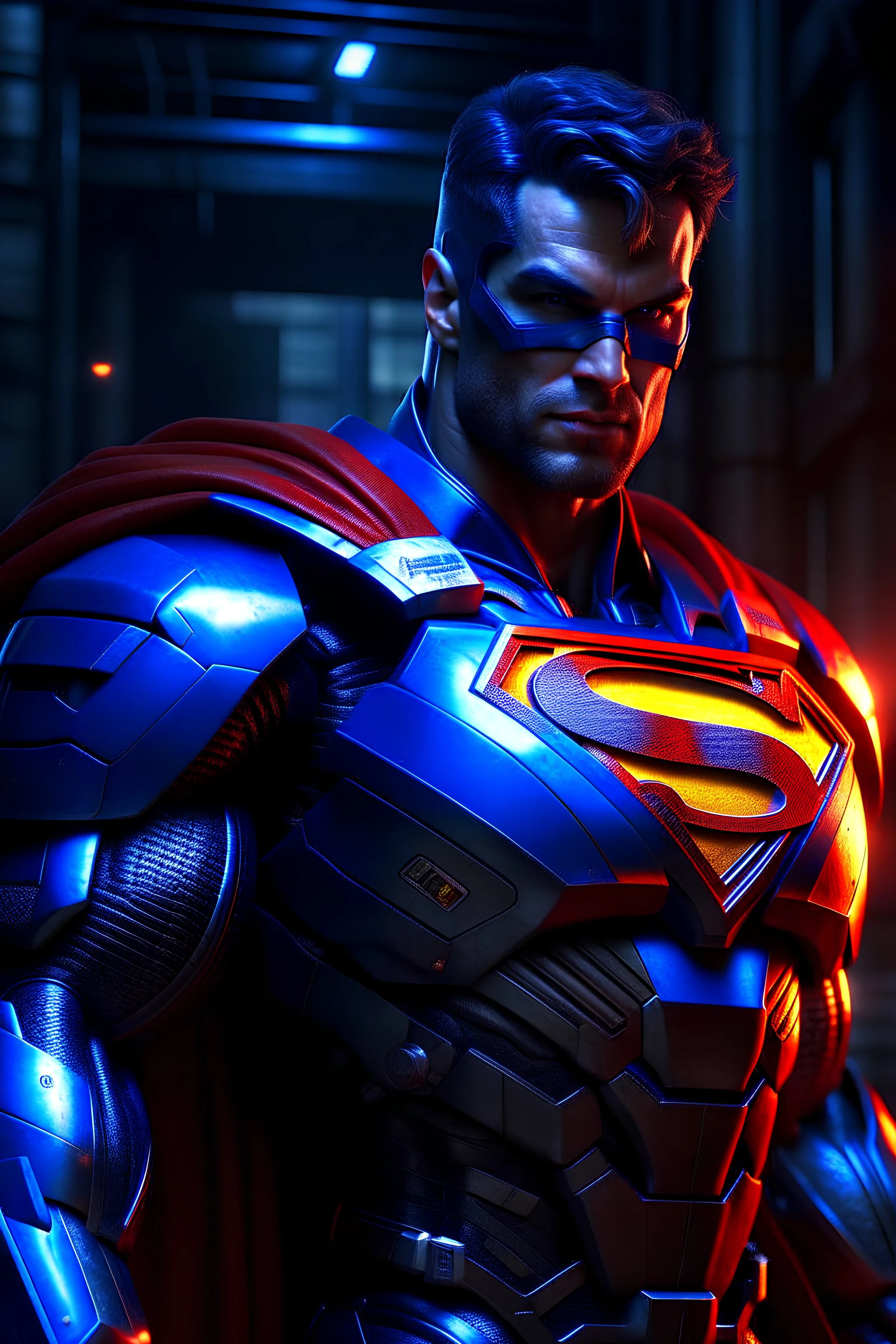 superman in optimus prime suit, highly detailed, digital painting, cinematic lighting