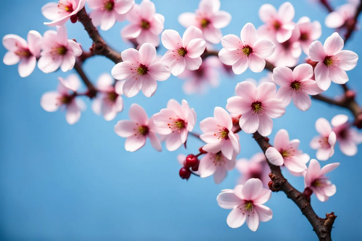 fantastic light pin blue background with three rows of four evenly spaced cherry blossoms