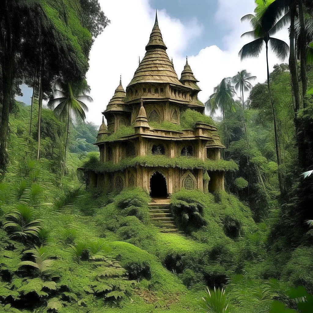 A castle in a jungle designed in Kuna Molas