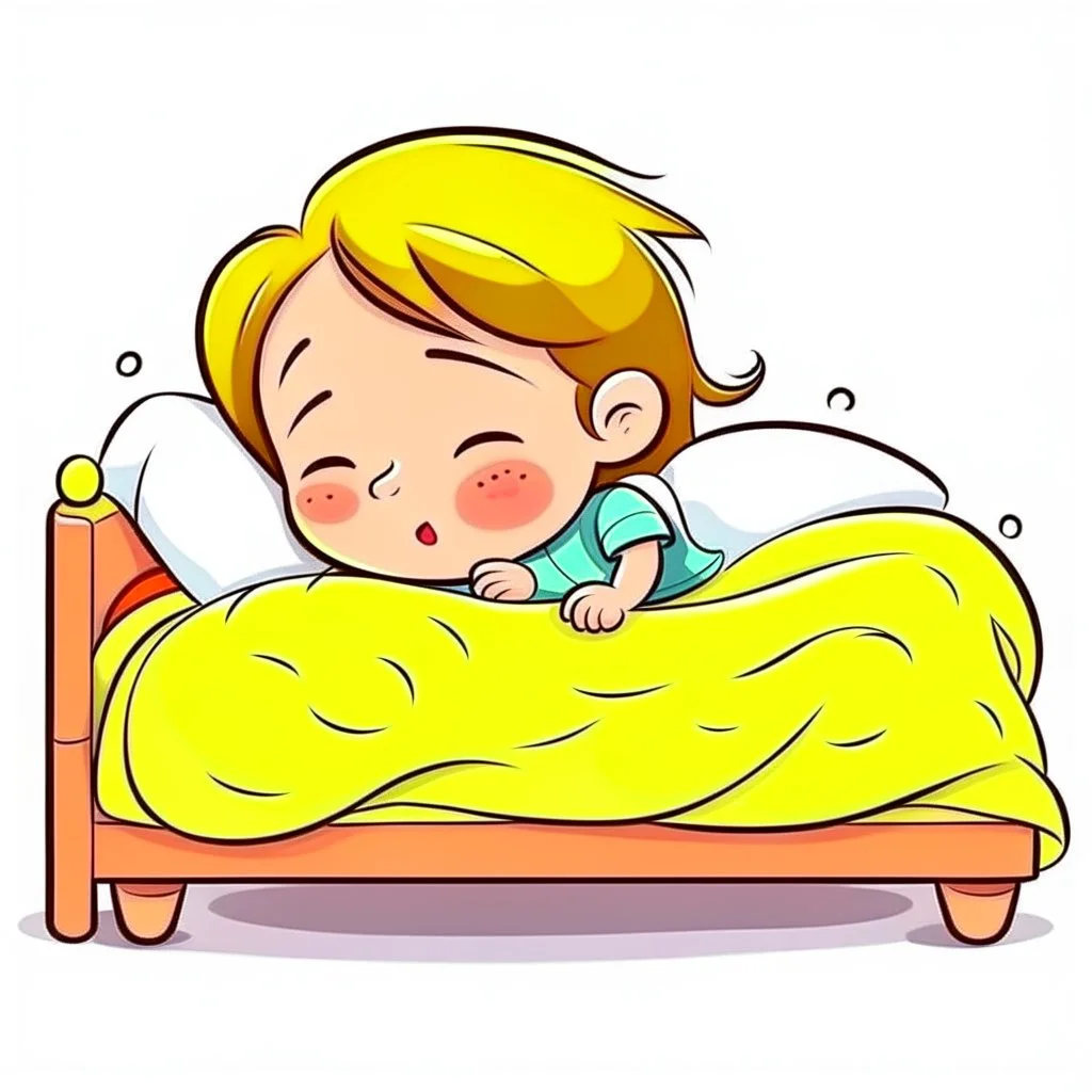 kid sleeping in her bed cartoon