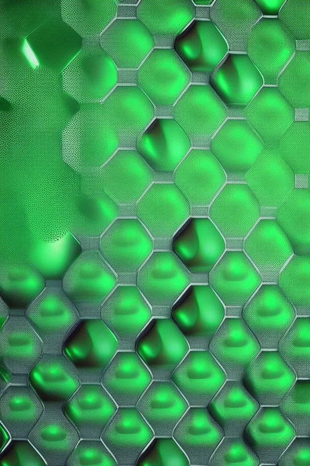 seamless green hexagons glittery background metallic chrome with reflections