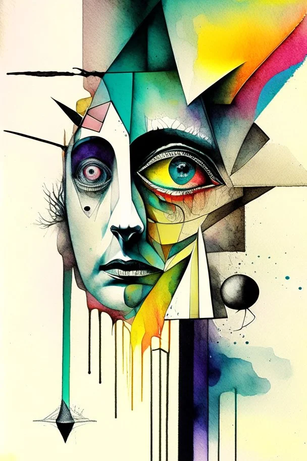 Asynchronicity; Neo-surrealism; Dada; colored ink;