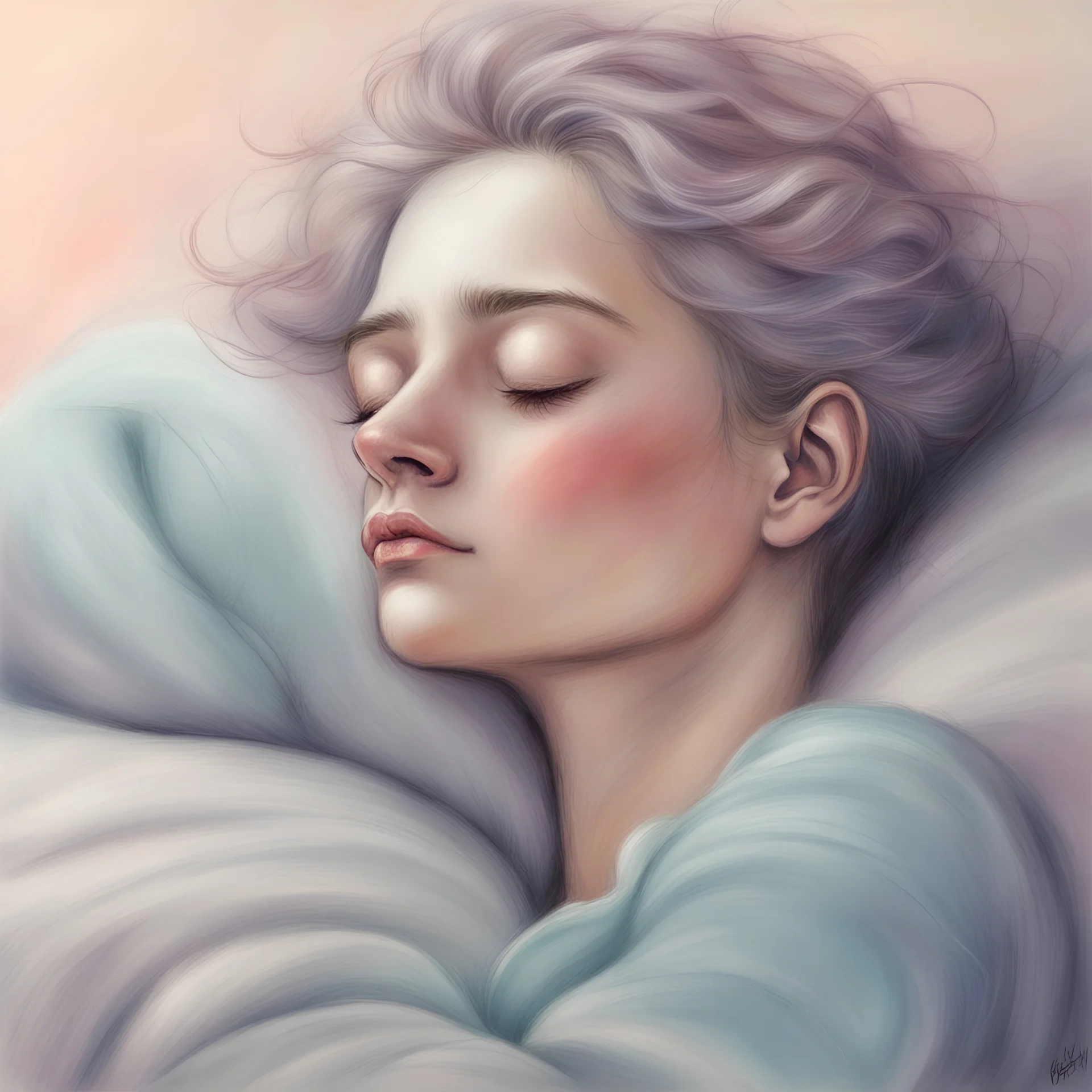 A tired soul finally gets some rest in this everlasting quiet, in pastel drawing art style