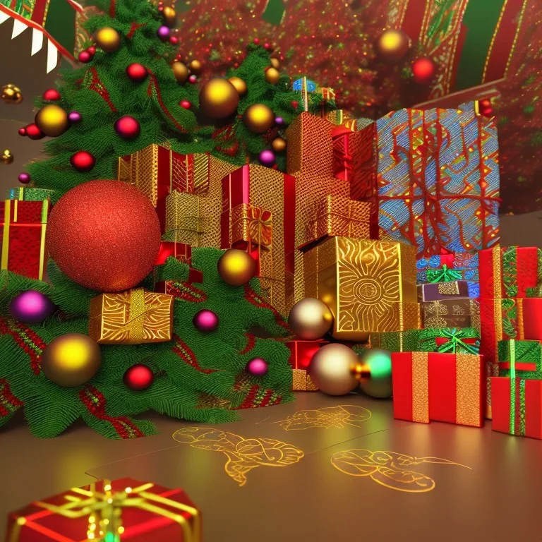 christmas ambience, african, kente, clothing, african patterns, thread, embroidery, cinema 4d render, high detail