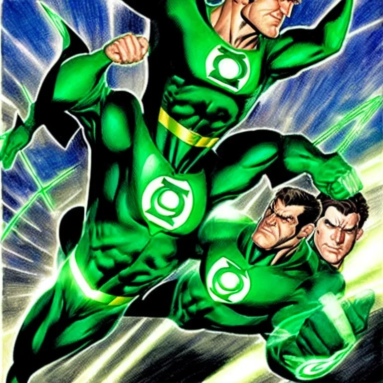 green lantern casting a shield construct, alex ross, comic style