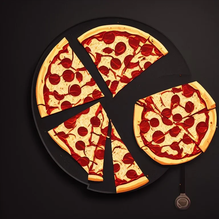 pizza on plate, coca cola glass, black background