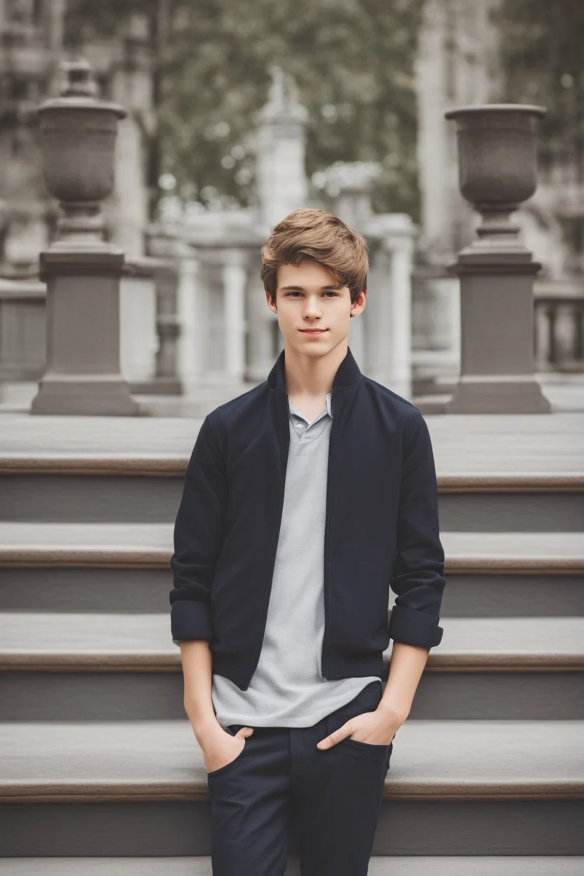 A portrait of a young pretty male politican in his teens