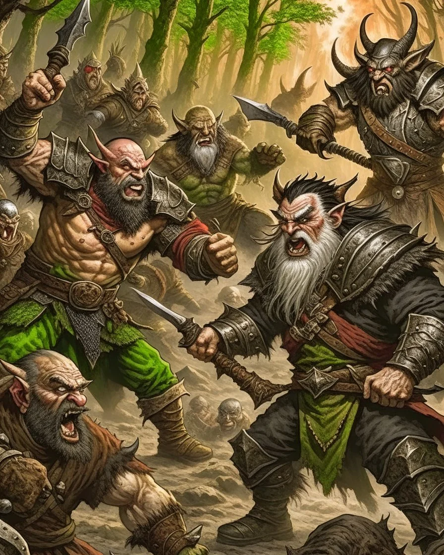 A war between elves and dwarves, orcs and the dark lord