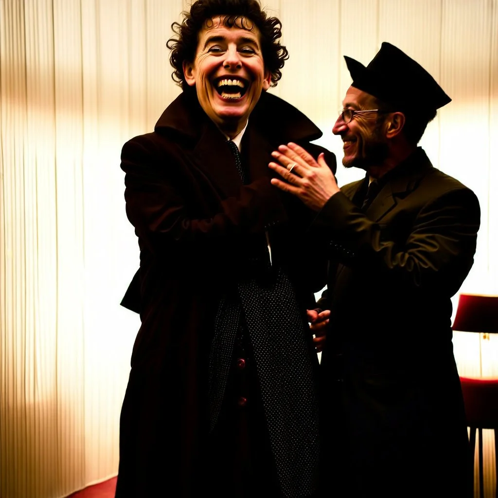 foto Ilford tiltshift surreale di persone con sorrisi enormi e mani inespressive, carnevale, dettagli dei vestiti molto accentuati, misterioso, tenebroso, marcio, macabro, fiotti di liquido nero, Egon Schiele, Caravaggio, Gustav Klimt and Max Ernst style, hypermaximalist figures, light, details of the liquid extremely accentuated, Minicavio Quollati style, photography by Marlost Endgulp, dark atmosphere, 4k, sharp focus