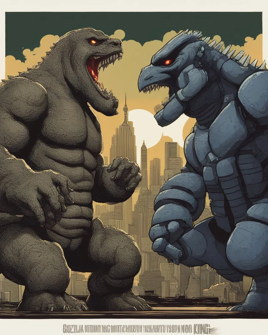 Godzilla fighting vs robot king kong