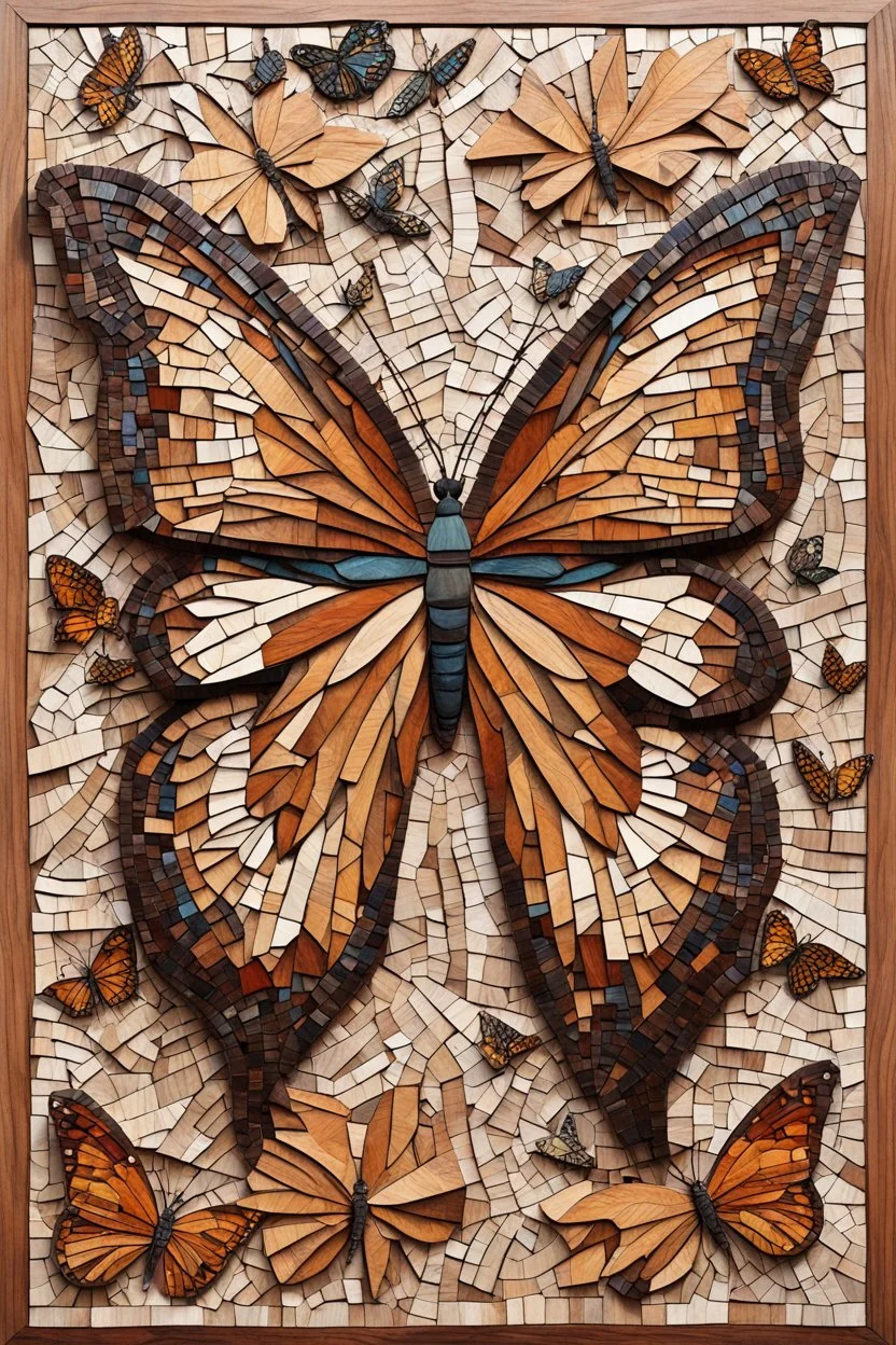 very beautiful butterfly wood mosaic