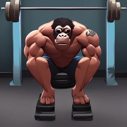 gym gorilla bench pressing weights