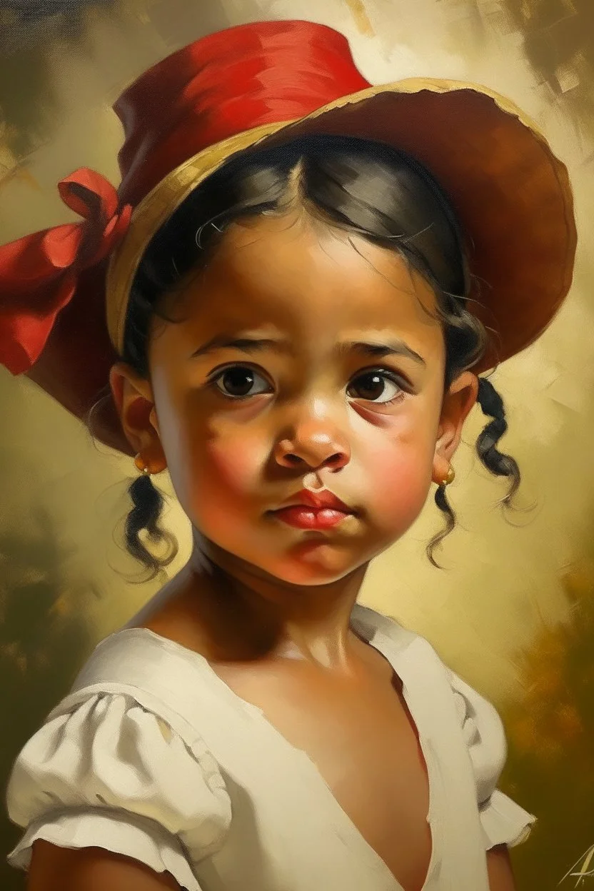 cuban little girl from the front portret painting neoclassism